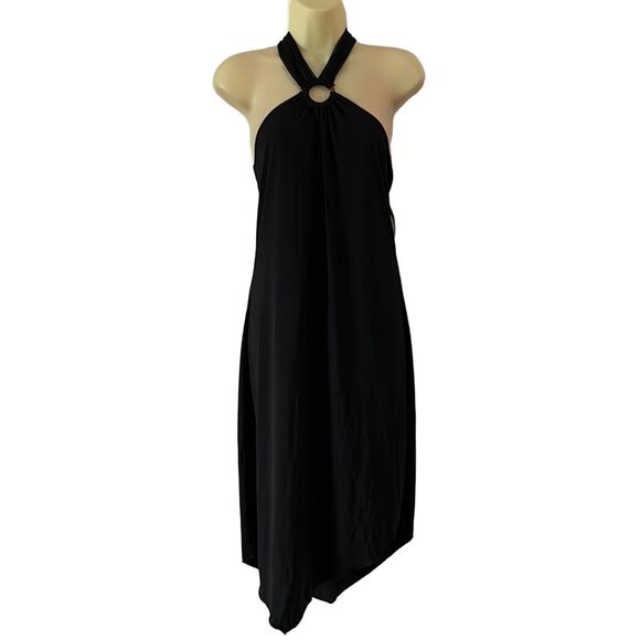 Younique Y2K Vintage Black Halter Dress Juniors Size Large Asymmetrical Clubwear - Picture 1 of 9